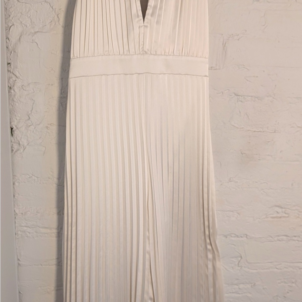Abercrombie & Fitch Ivory Pleated Jumpsuit